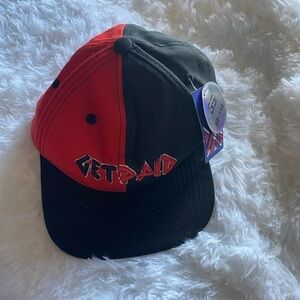Get Paid Trucker golf hat cap black and red.